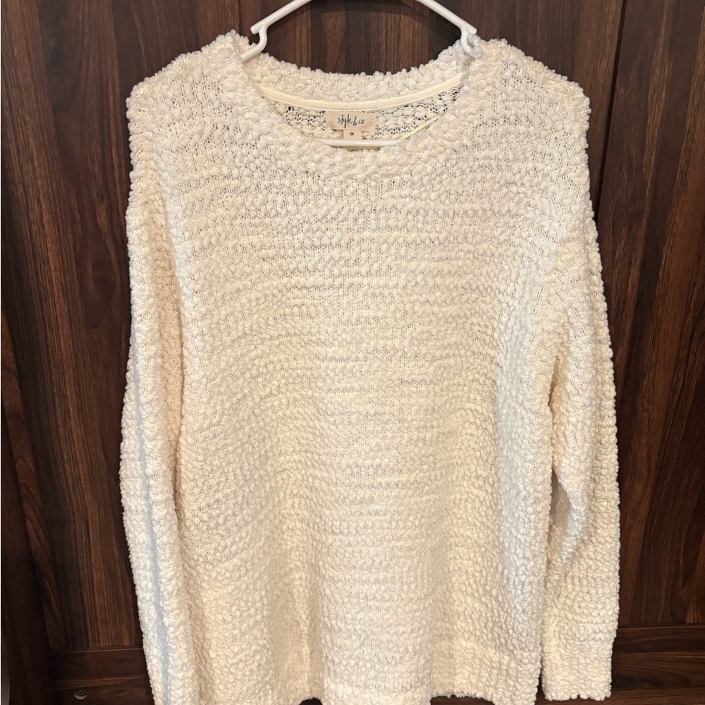 Style & Co. Cream Chenille Sweater